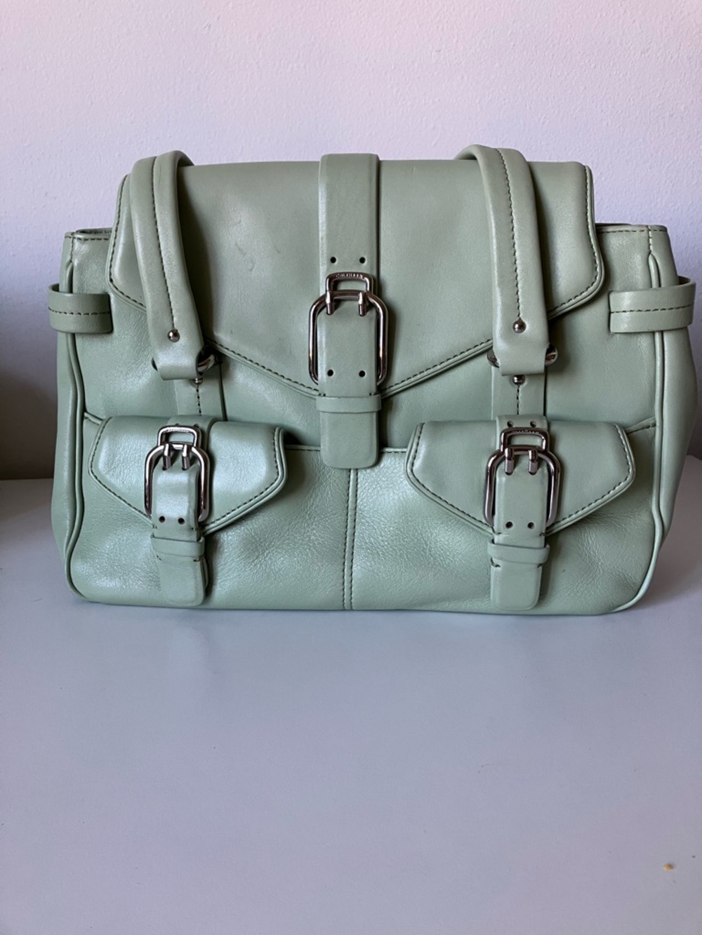 Cole Haan Alexa Mint Green Flap Satchel - Picture 3 of 9